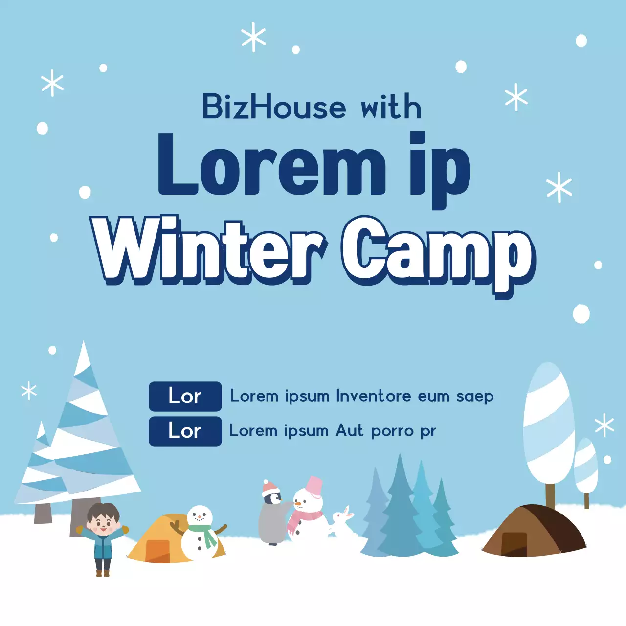 Biểu ngữ sự kiện mùa đông đơn giản màu xanh