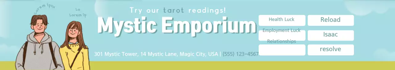 Banner promocional de tarô moderno azul