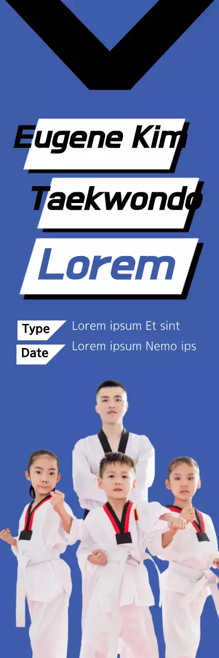 Banner de propaganda de Taekwondo moderno azul