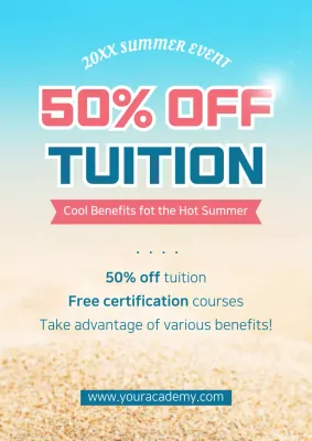 Blue Trendy Tuition Promotion Poster