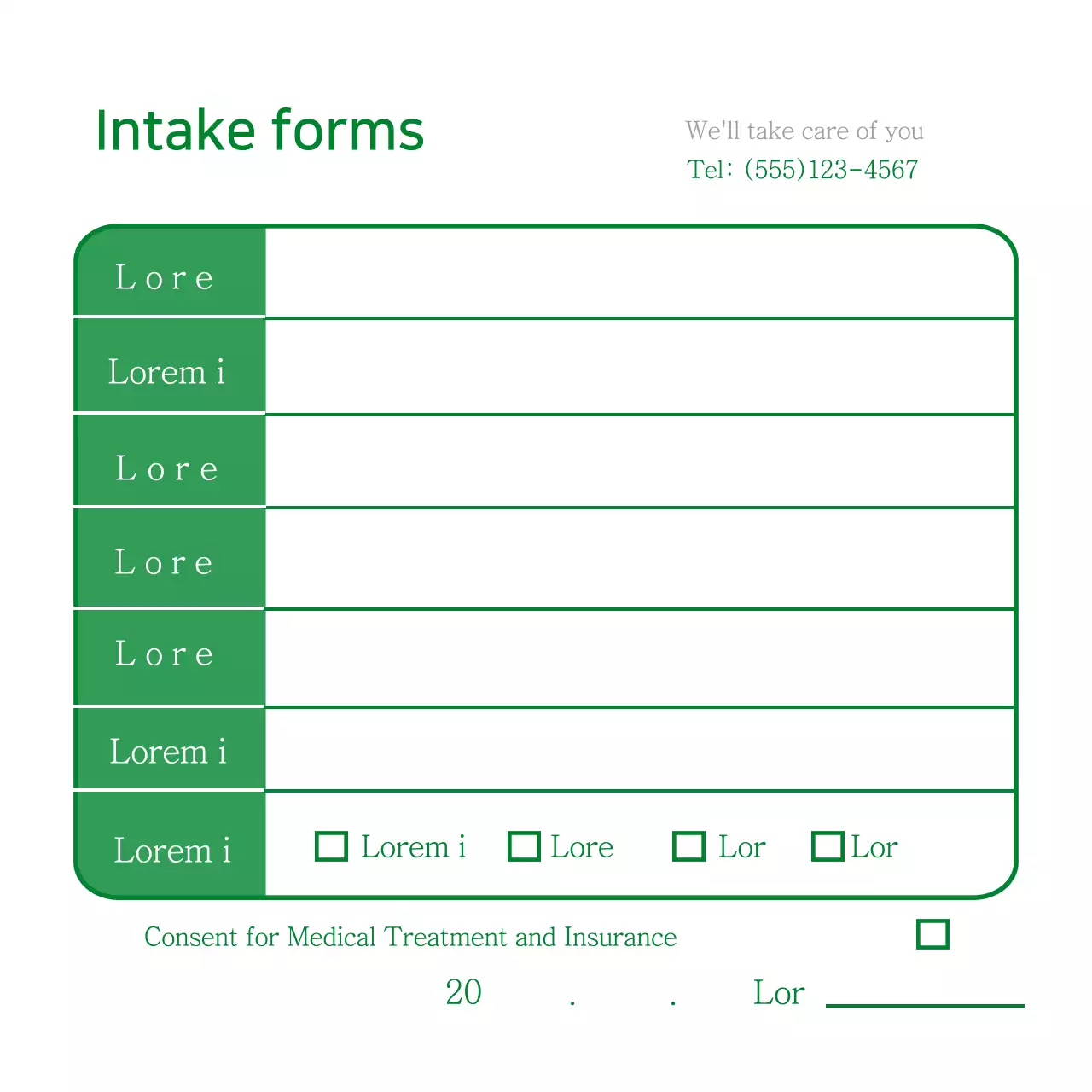 Resepsionis Rumah Sakit Sederhana Hijau