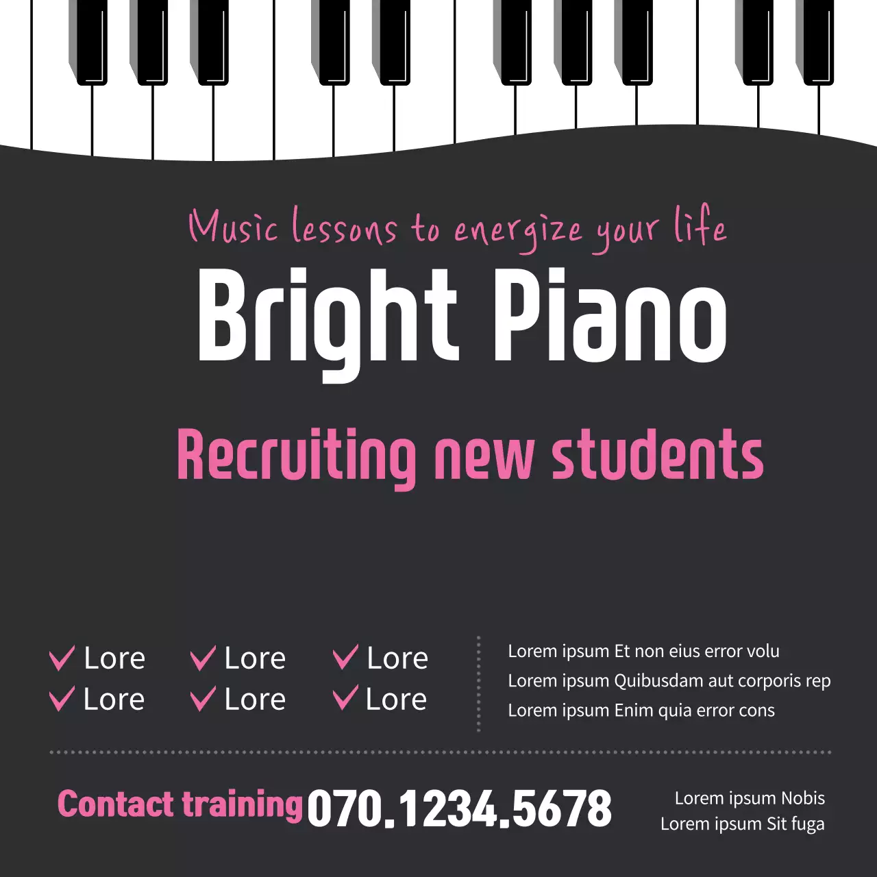 Black Modern Piano Recruitment Banner