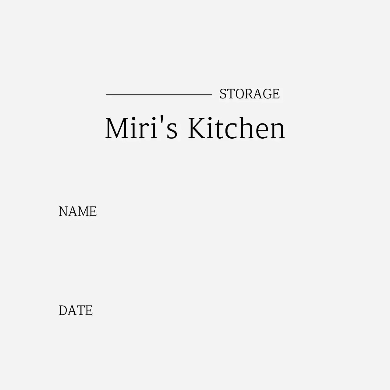 Label dapur teks sederhana berwarna abu-abu