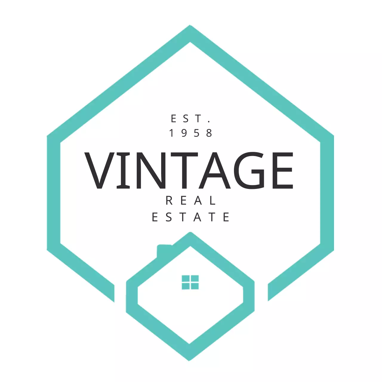 Teal Vintage Real Estate Advertisement Logo