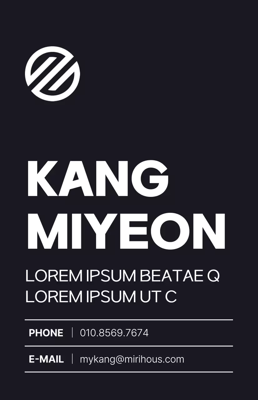 Simple, modern, text-centric layout style in black and white Corporate employee card