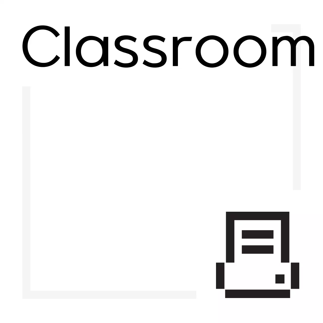 A simple sign with digital-looking icons and placeholder text