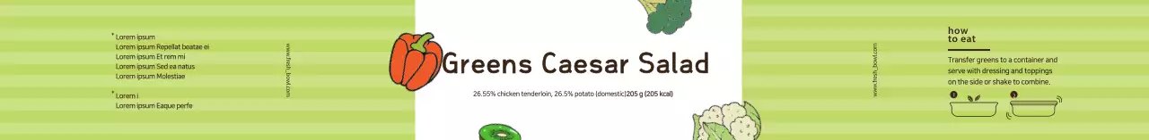 Label Salad Caesar Hijau Bergambar Hijau