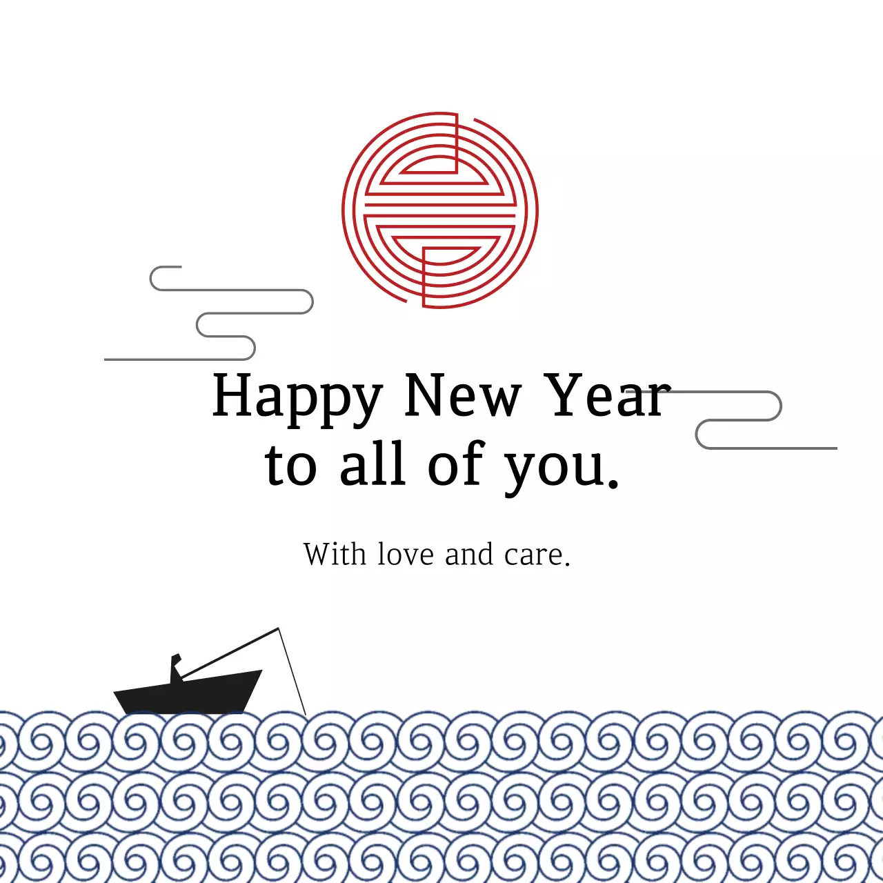 Label ucapan selamat Tahun Baru dengan ilustrasi putih