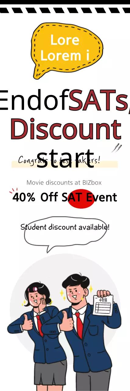 Banner de promoção de estudante retrô vermelho