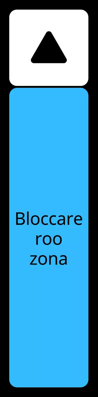 Una semplice guida di zona con testo di localizzazione verde blu viola e geometria triangolare quadrata.