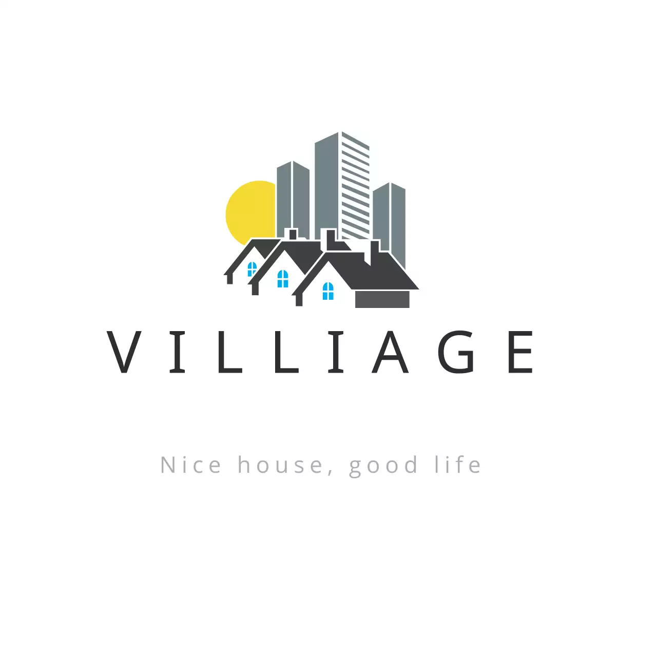 Logotipo de promoção imobiliária moderna amarela