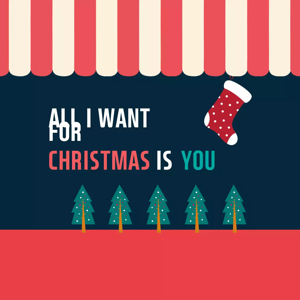 Red and navy blue illustration Christmas greeting label