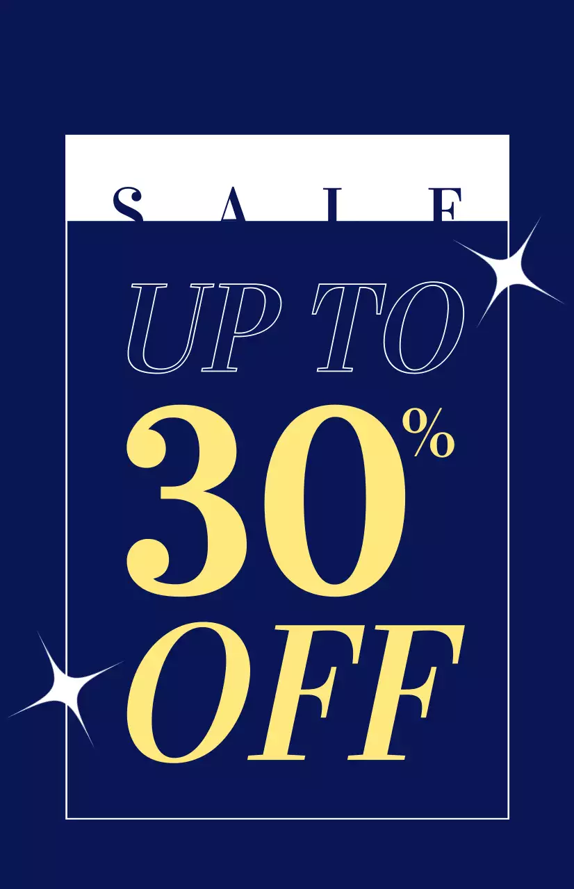 Summer sale window flag with navy background and yellow font accents