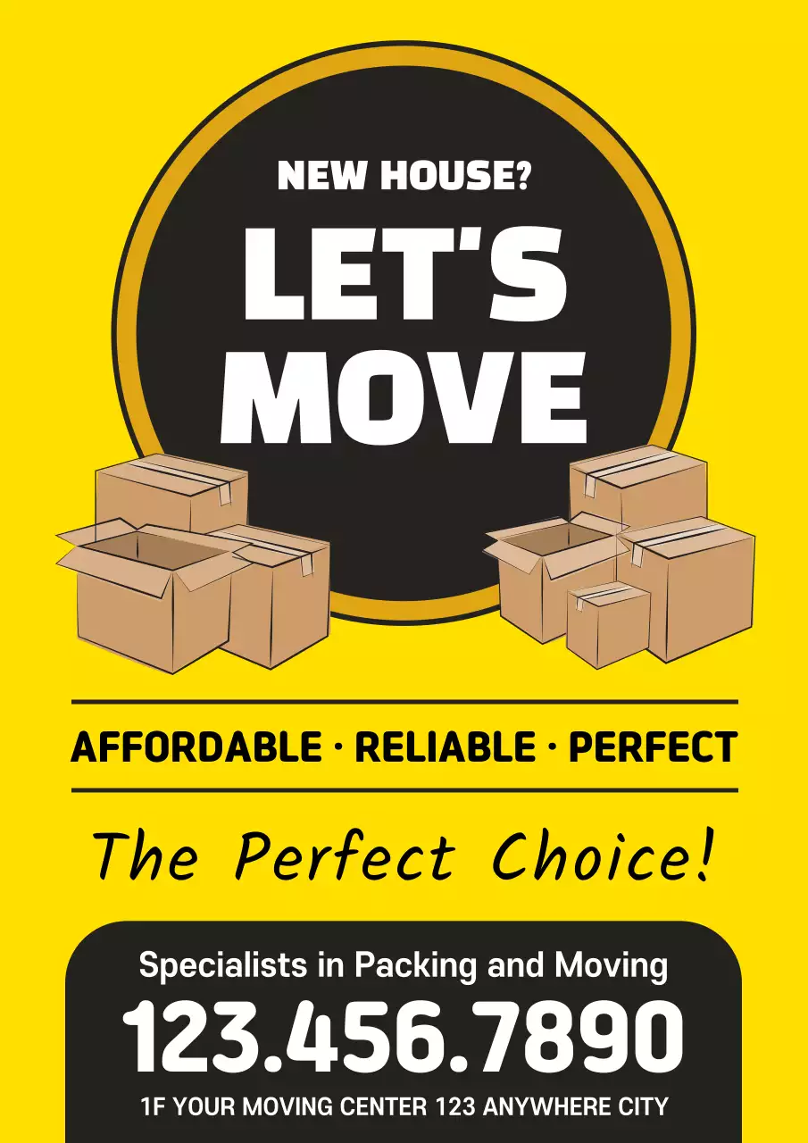 Yellow Modern Moving Promotion Poster