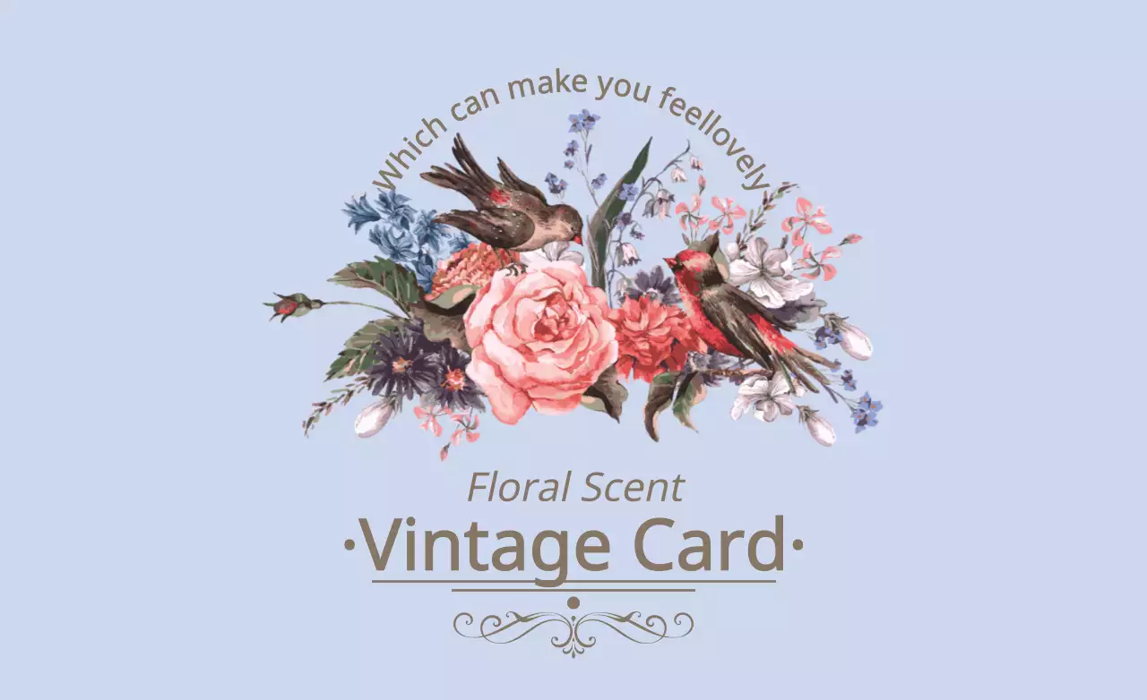 Spanduk Kartu Bunga Vintage Biru