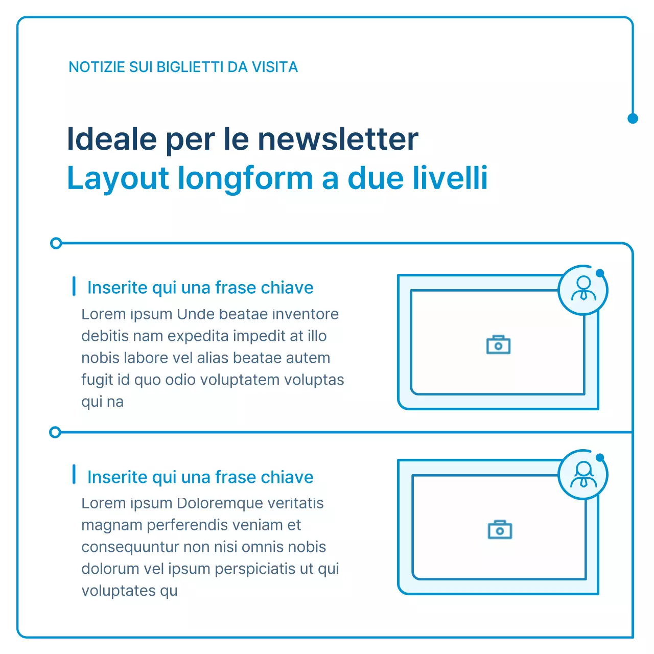 Una guida alle newsletter aziendali in geometria bianca e blu