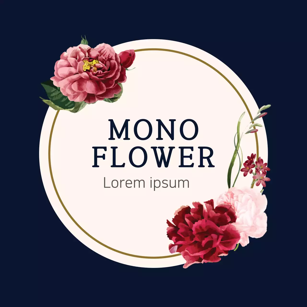 Biểu ngữ mời hoa thanh lịch màu xanh navy