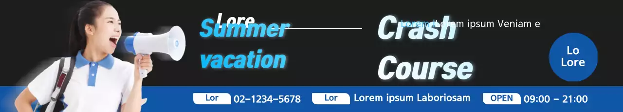 Banner de promoção de curso azul da moda