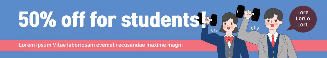 Banner de promoção estudantil azul da moda