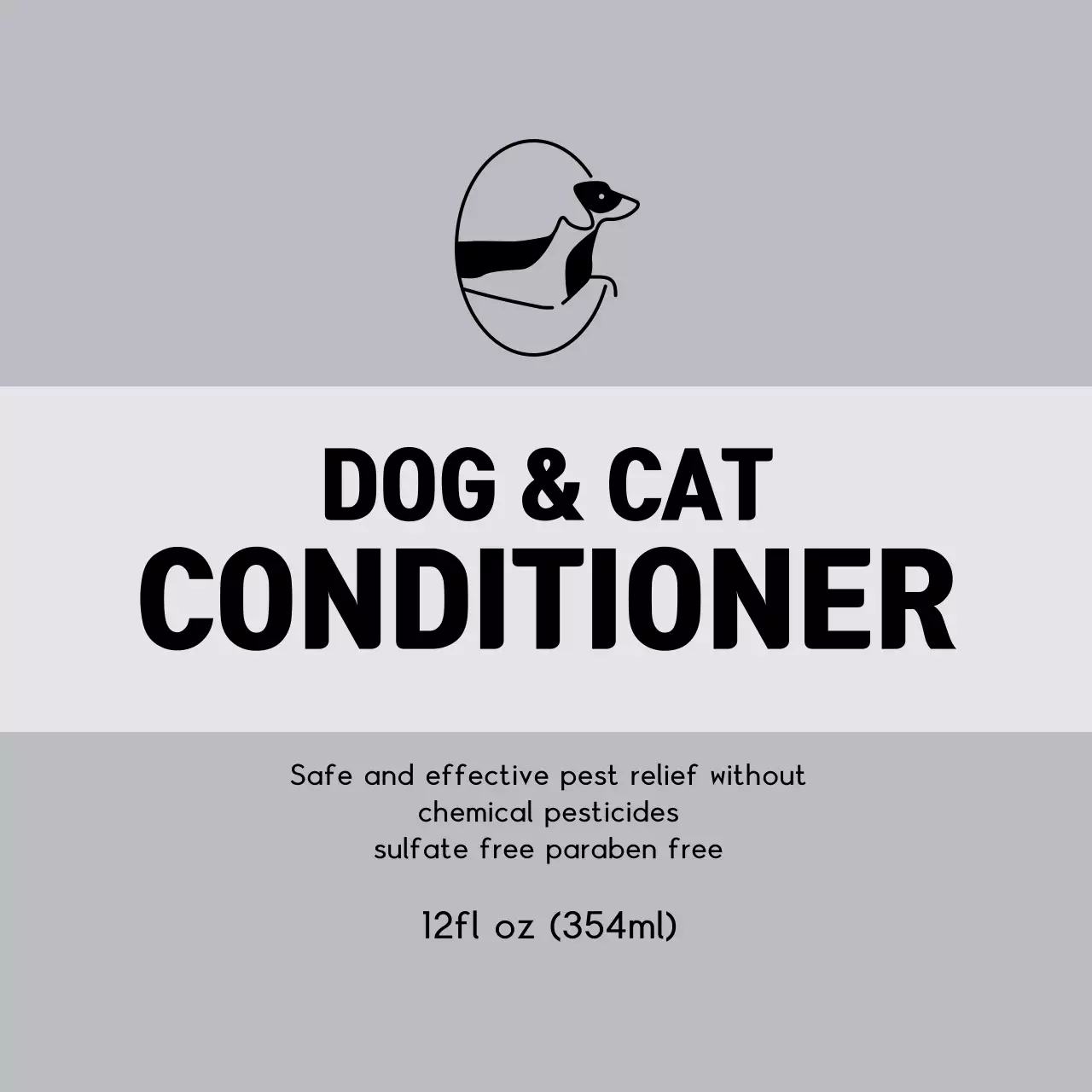 Label hewan peliharaan yang rapi dengan logo abu-abu