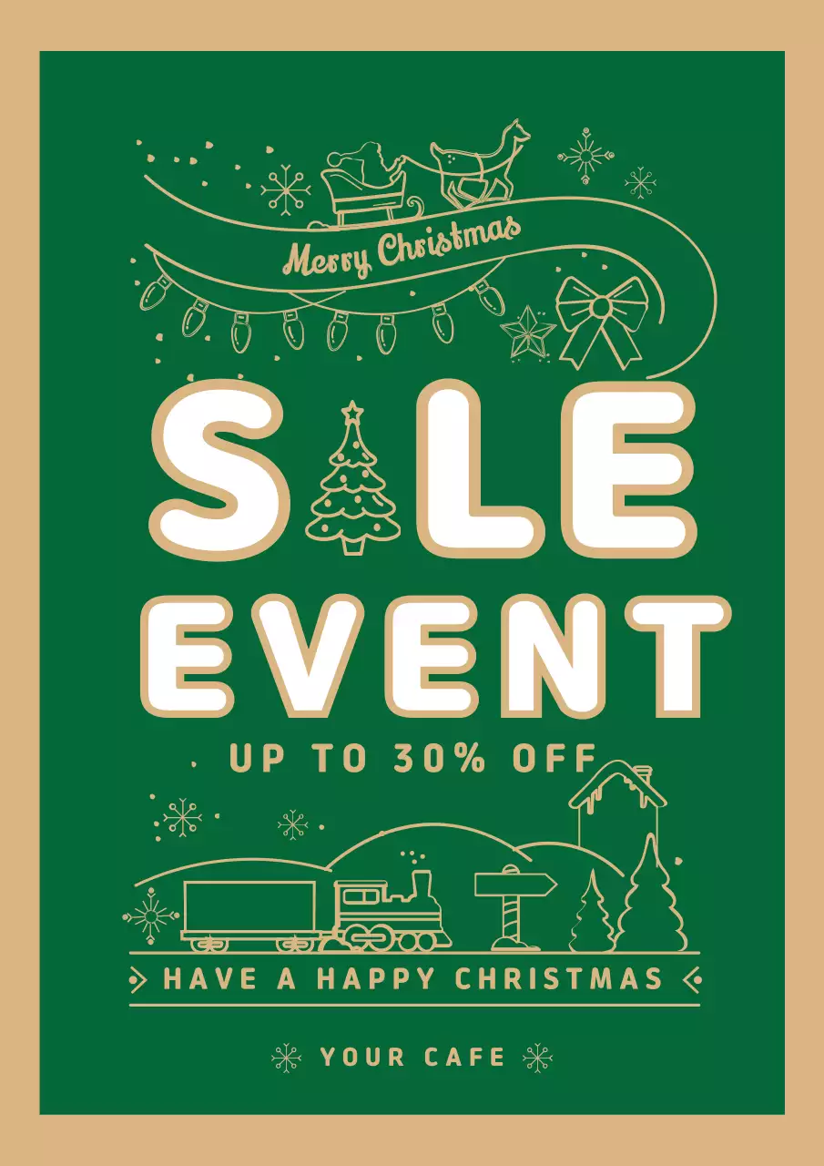 Green Traditional Christmas Sale Promotion Poster