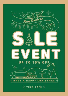 Green Traditional Christmas Sale Promotion Poster