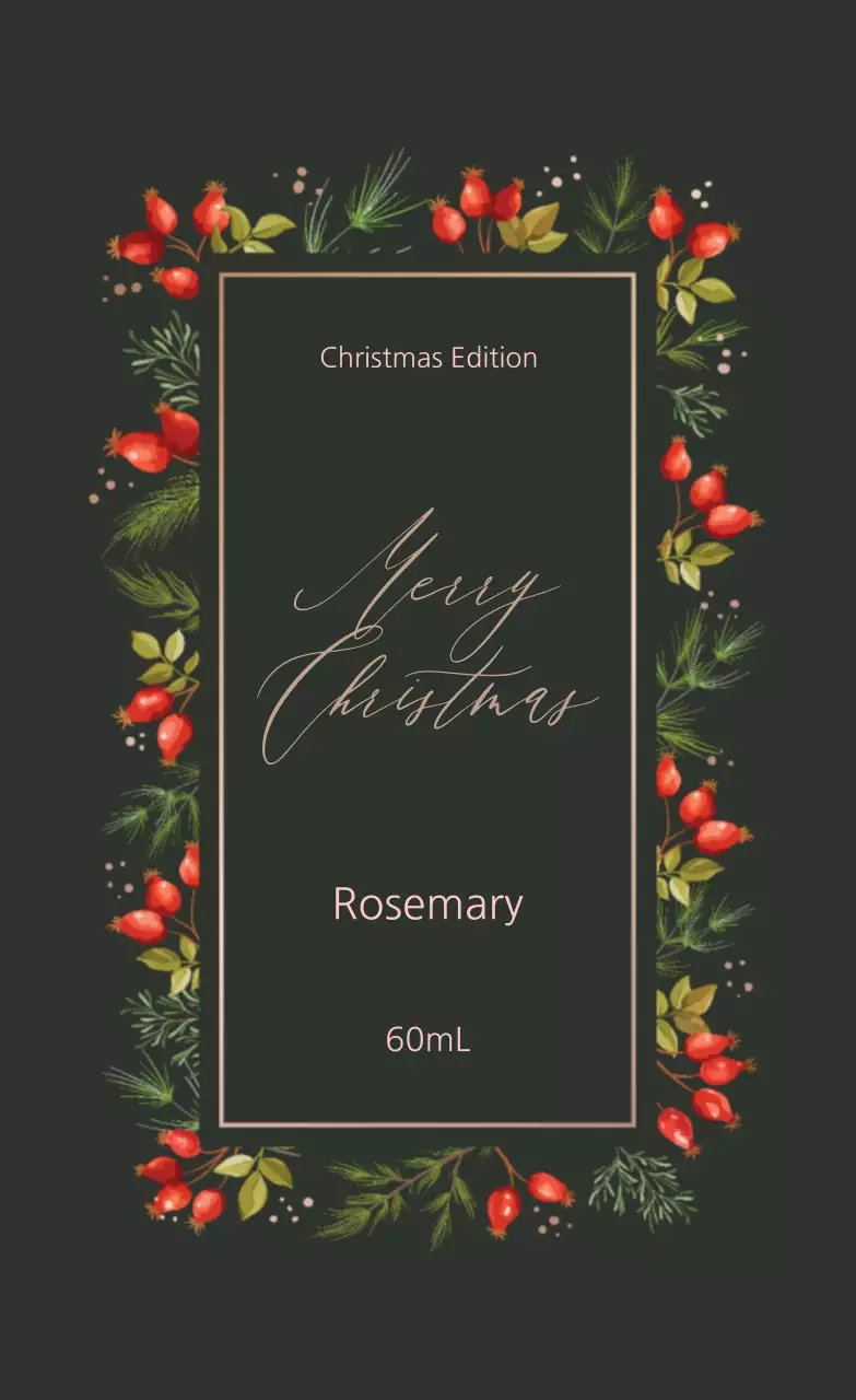 Label Parfum Natal Bergambar Kaligrafi Hijau