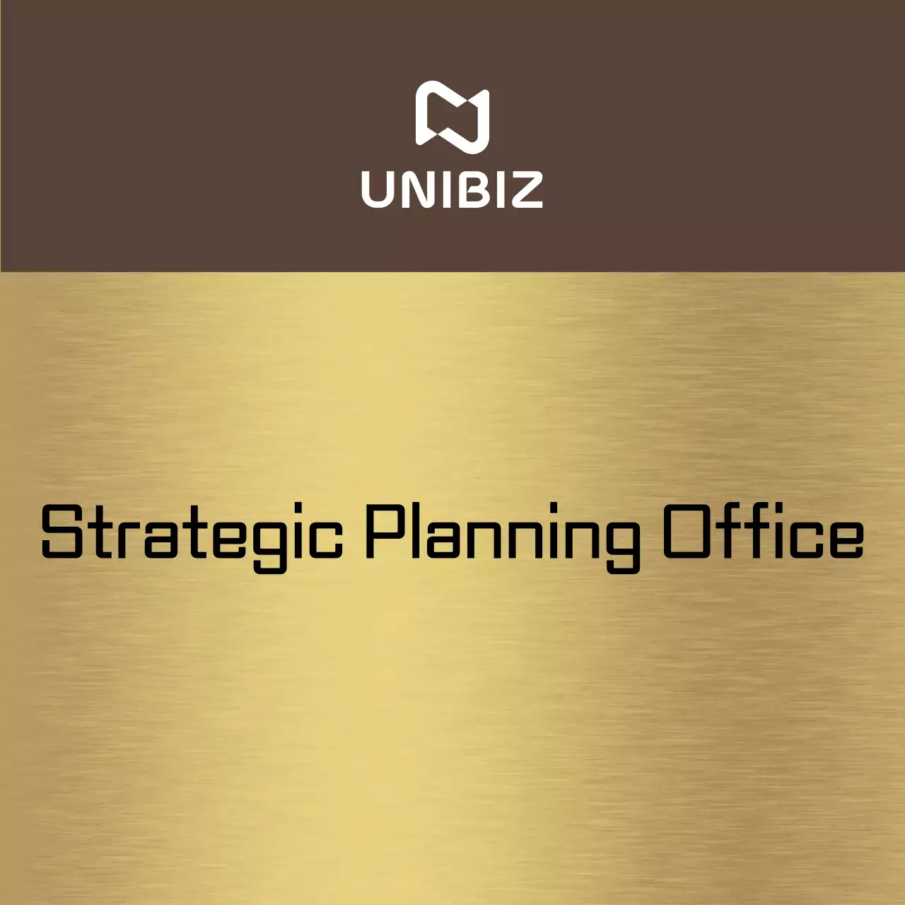 Simple placeholder sign with brown and black corporate company department names and square shapes