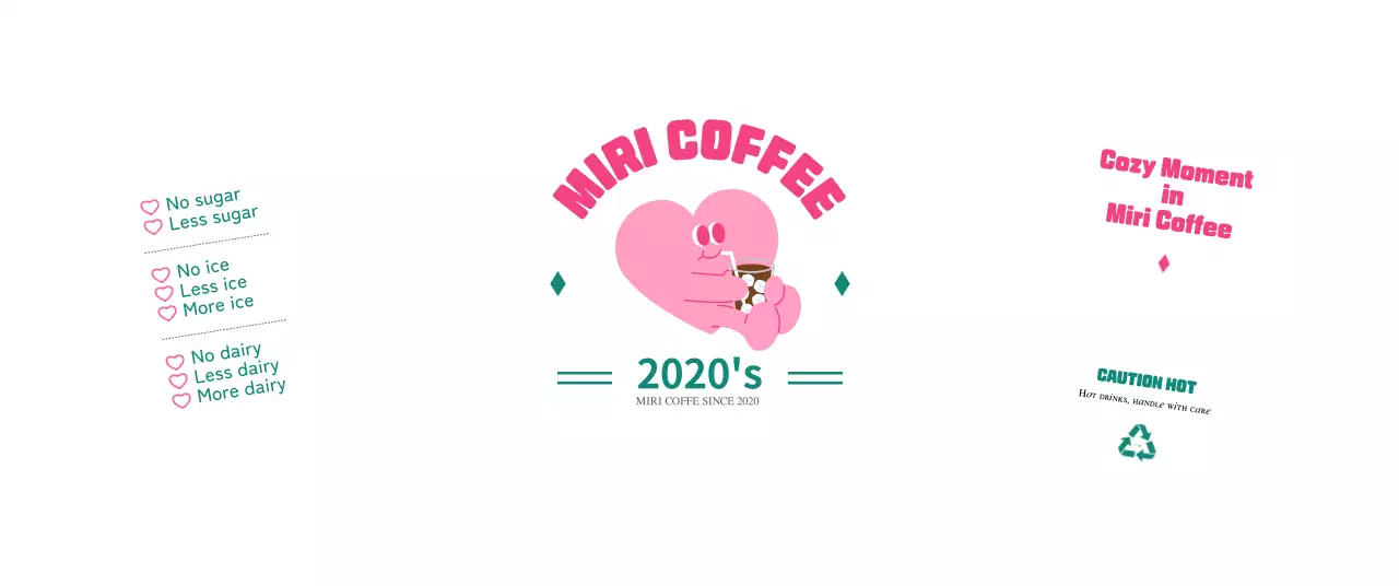 Promote a cafe with an illustrated pink character
