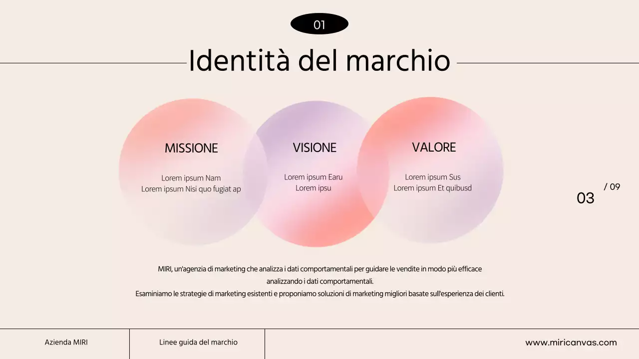 Una linea guida del marchio semplice con colori avorio e arancione