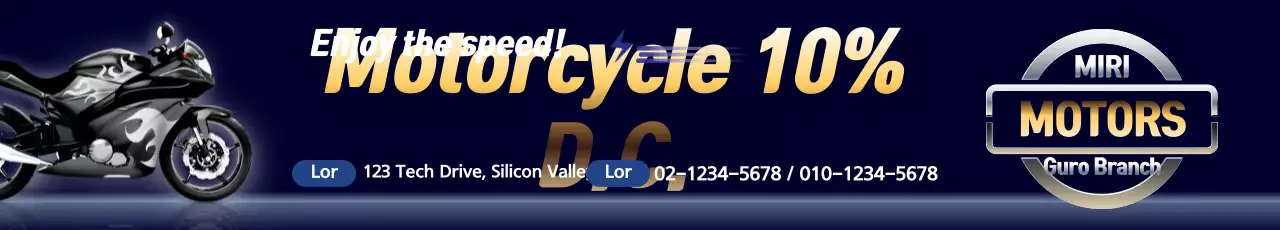 Banner de promoção de motocicleta moderna azul