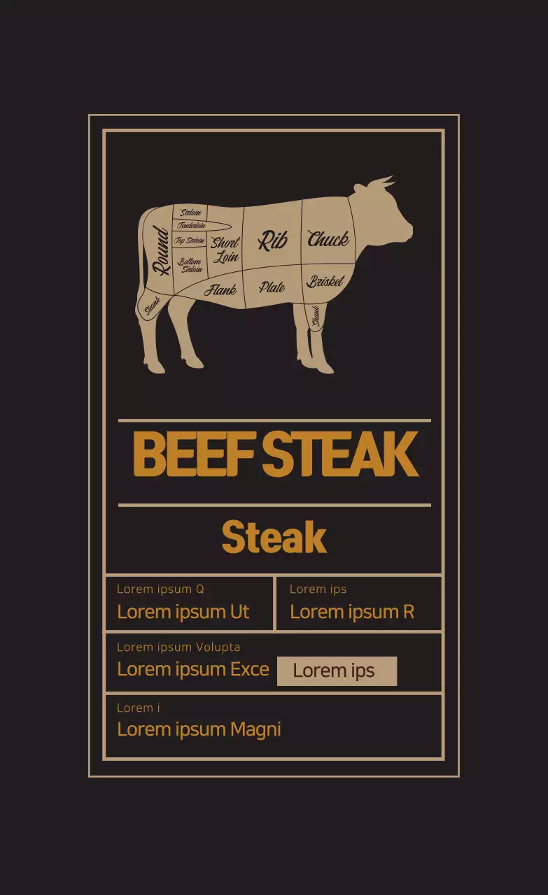 Label pelabelan makanan steak bergambar berwarna krem