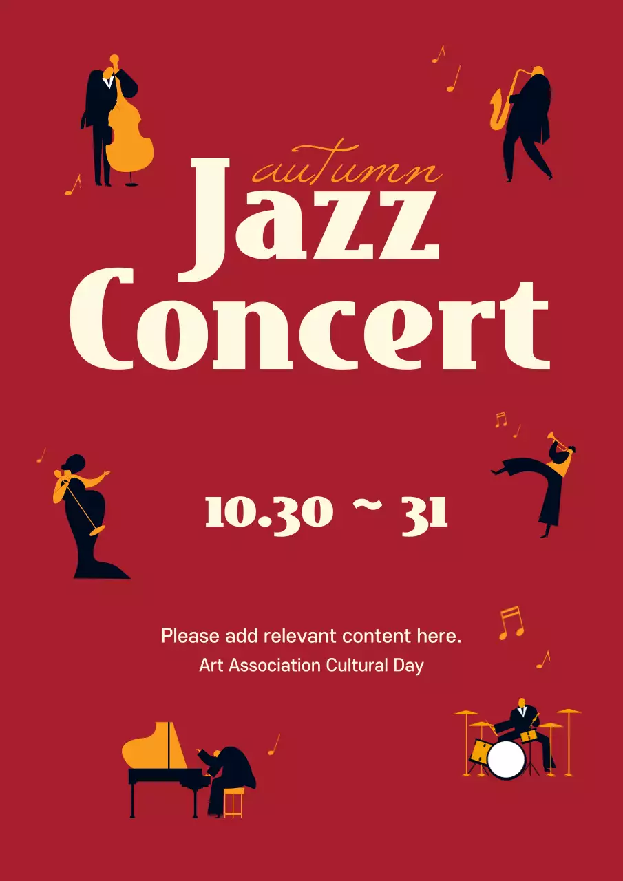 Red Vintage Jazz Announcement Poster