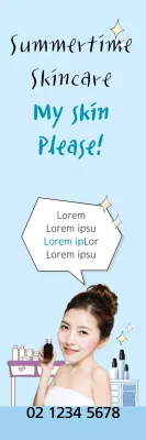 Banner promocional de cuidados com a pele da moda azul