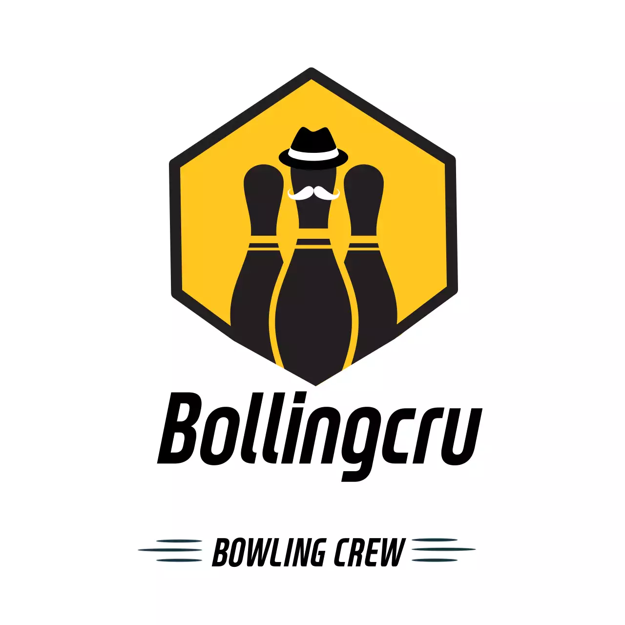 Logotipo de convite de boliche moderno amarelo