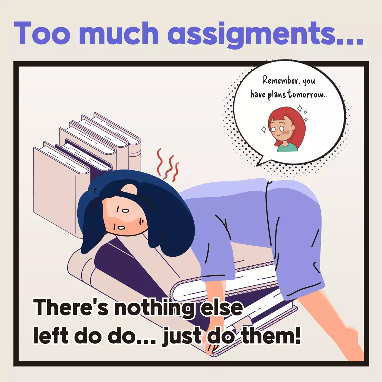 Beige Comic Assignment Reminder Instagram Post