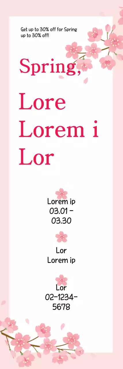 Banner de promoção de primavera com flores rosa