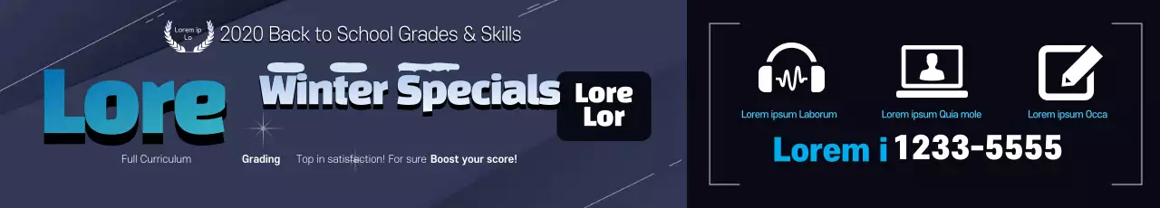 Quảng cáo bài giảng đặc biệt của học viện biểu tượng màu xanh hải quân nhấn mạnh chữ cái