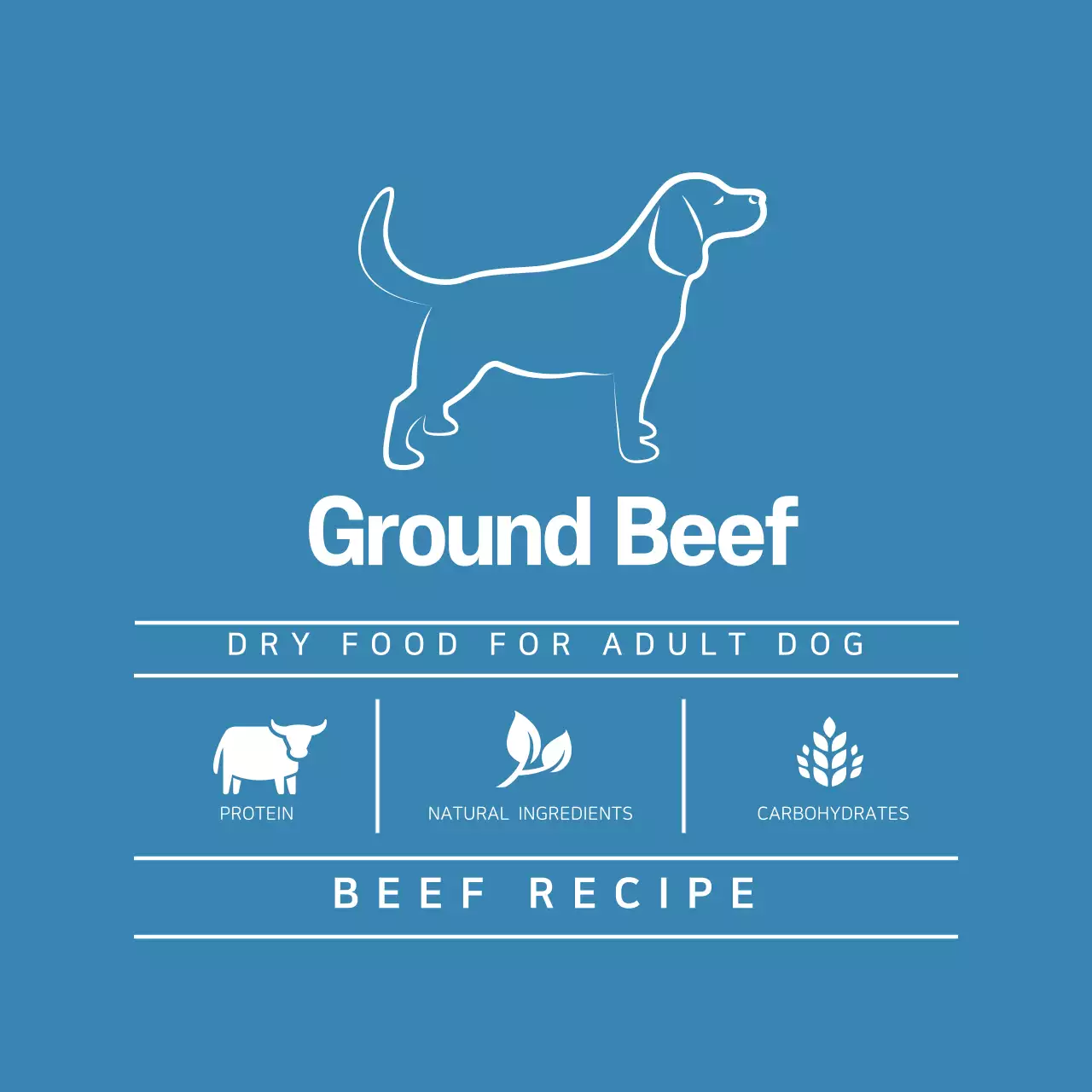 Label pakan yang rapi dengan ilustrasi biru