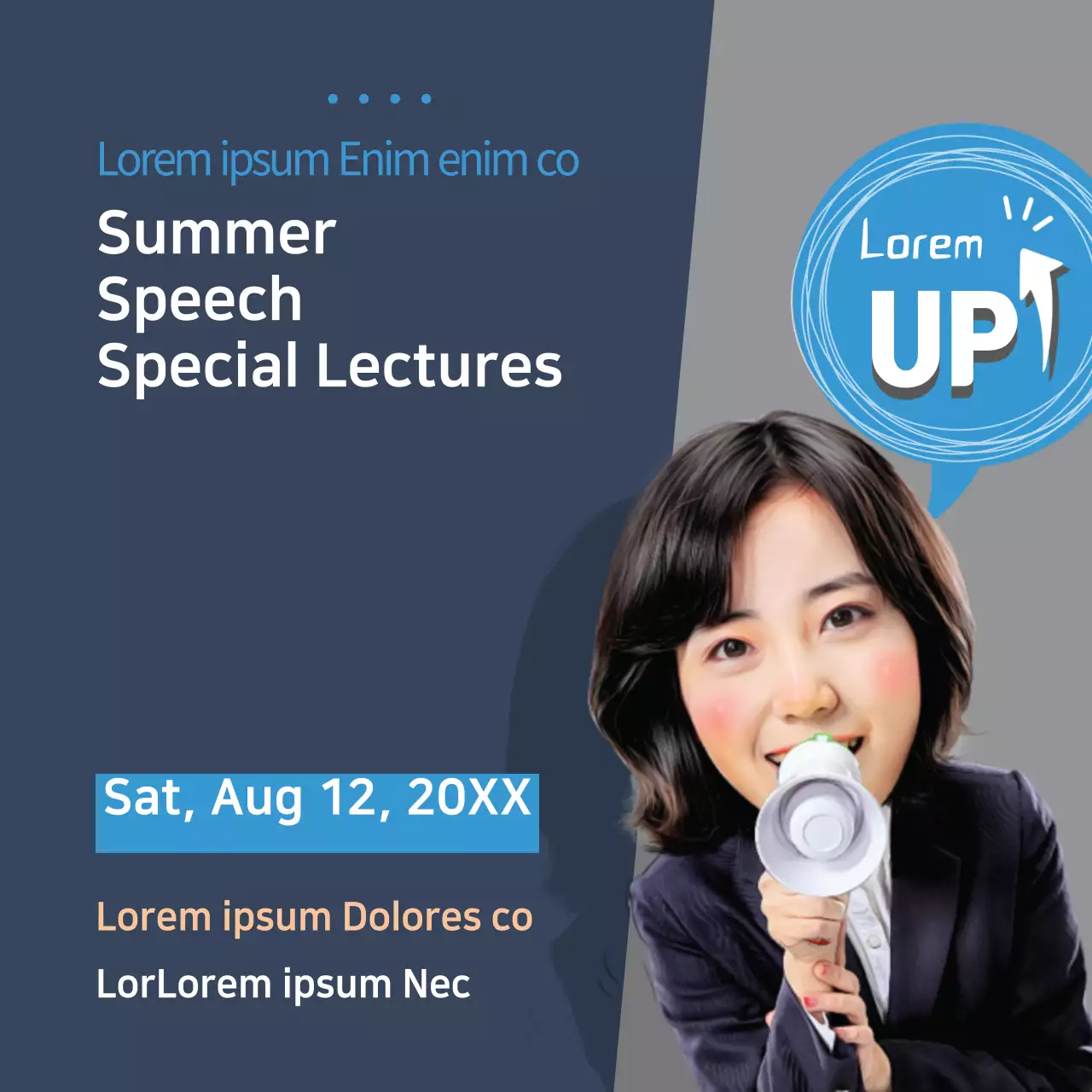 Navy Modern Speech Event Banner