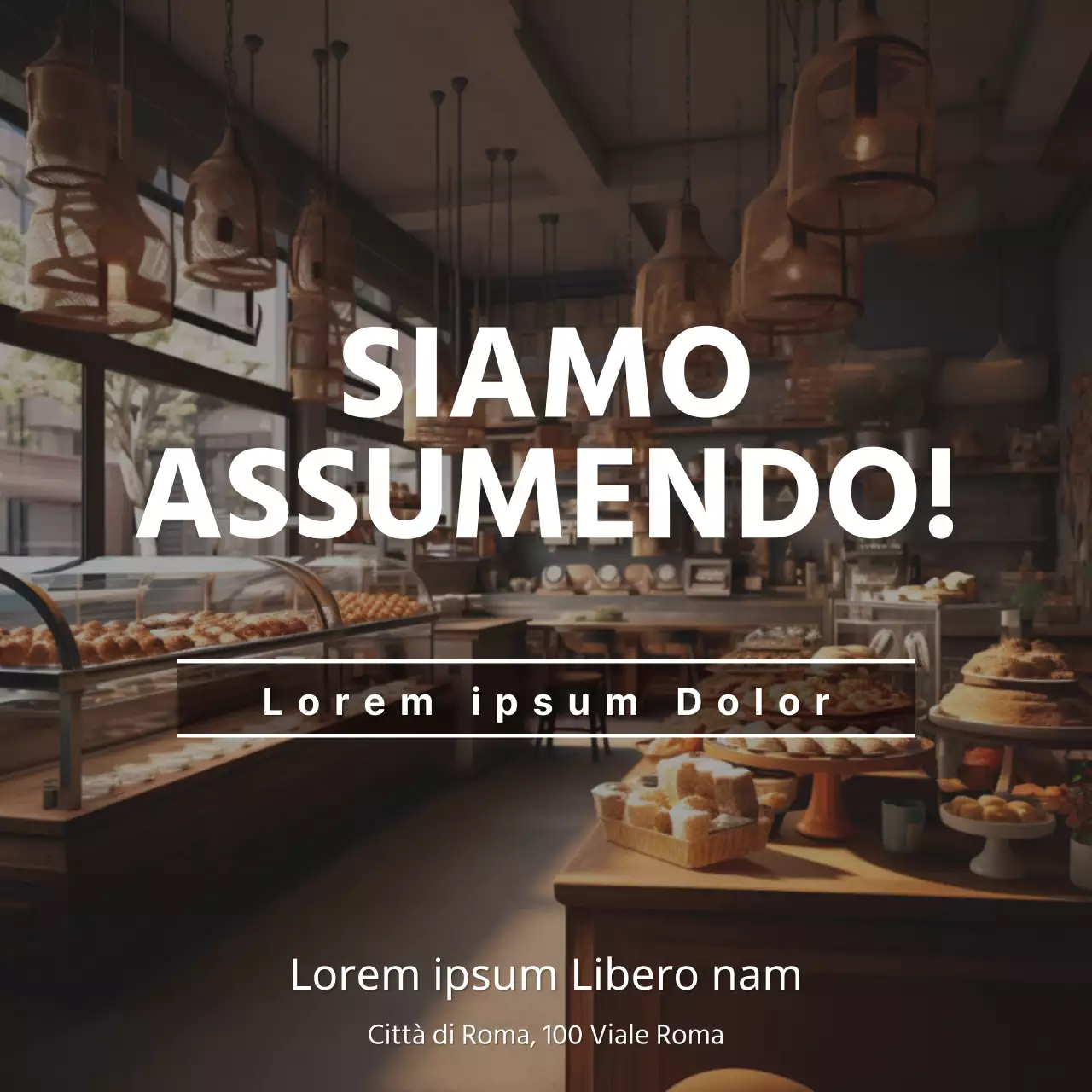 Marrone, caldo, atmosfera da panetteria annuncio di lavoro del personale V1