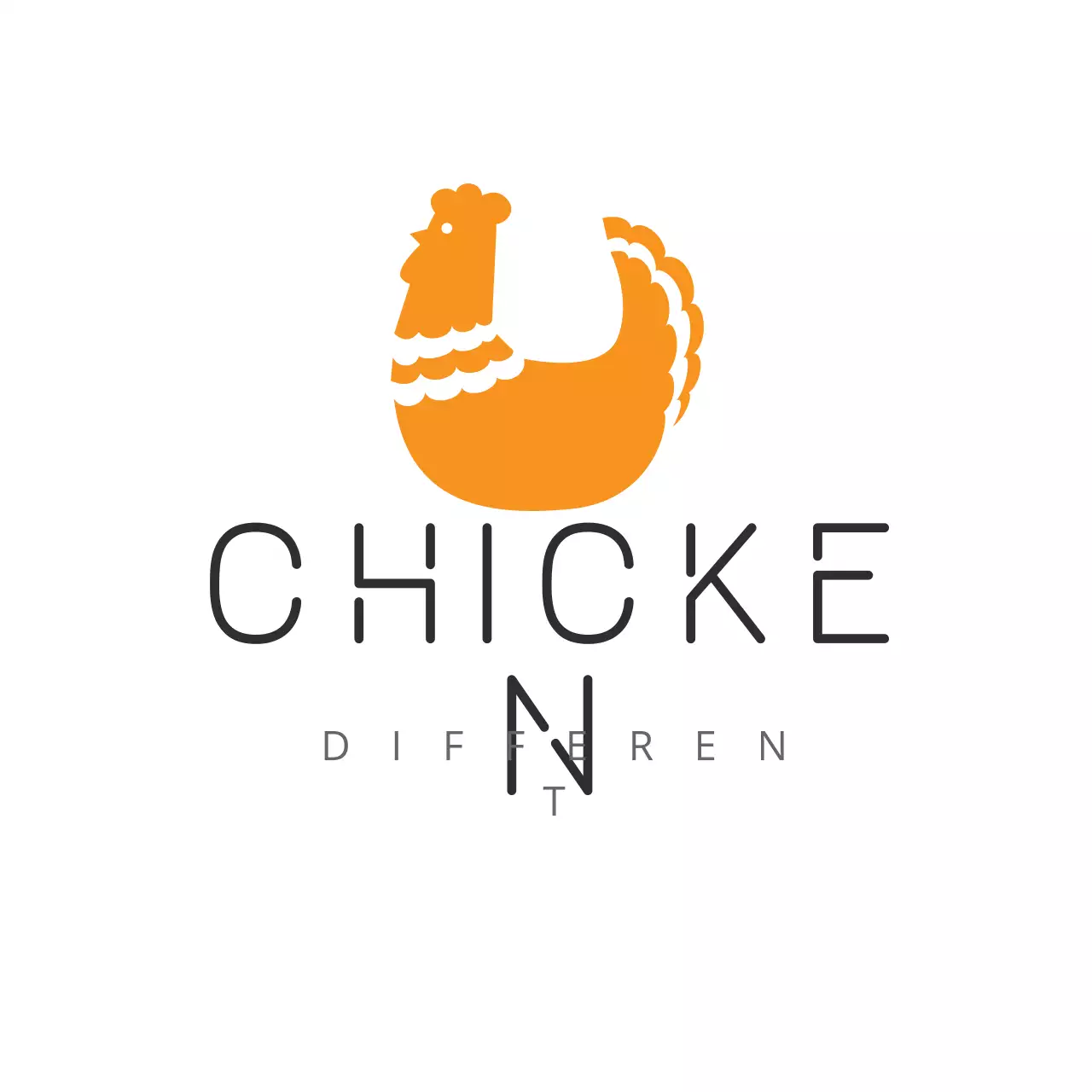 Orange Minimal Chicken Logo