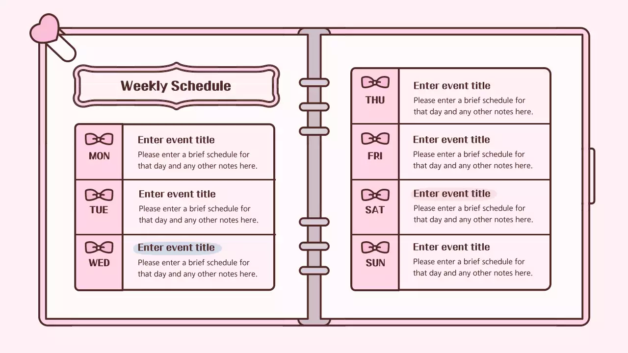 Pink Cute Diary Planner Presentation