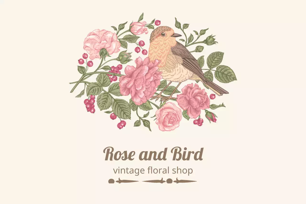 Beige Vintage Floral Advertisement Banner