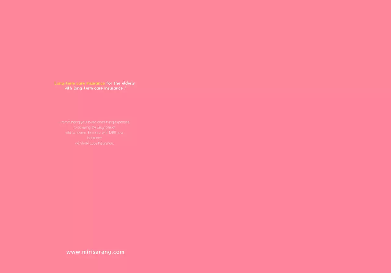 Teks dan gambar sederhana berwarna merah muda karang untuk Asuransi Mirisarang.