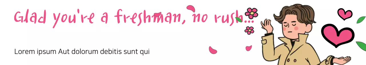 Banner de anúncio de calouros em quadrinhos rosa