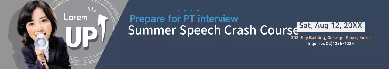 Banner de promoção de discurso moderno cinza