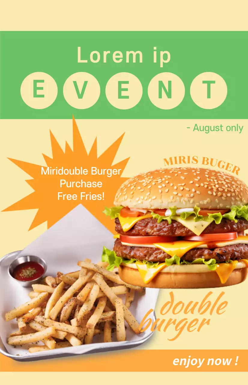 Menu launch window flag with text in a rough font over an orange square