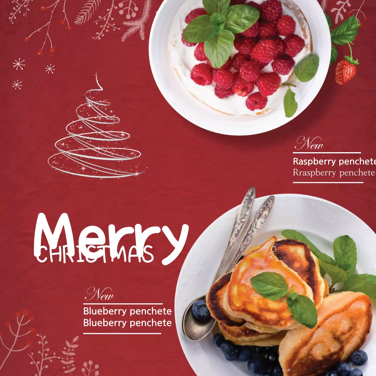 Red Festive Christmas Menu Banner