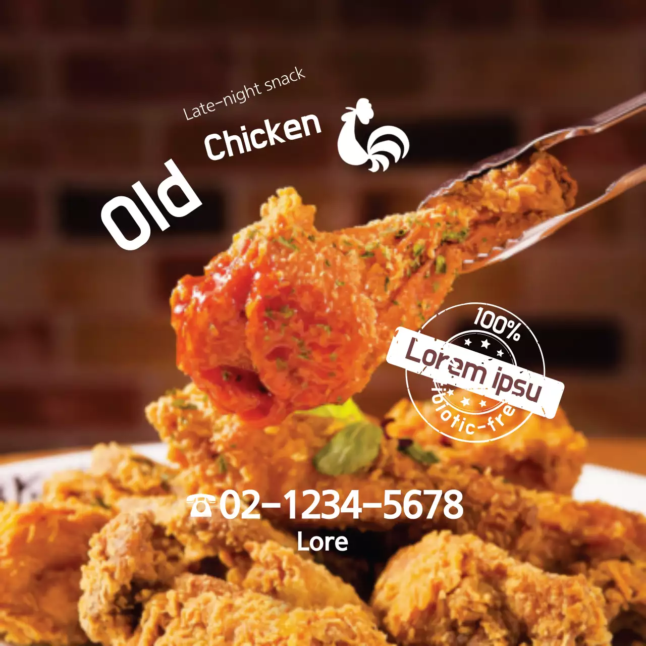 Brown Retro Chicken Promotion Banner